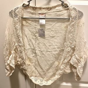 Free people NWT cream size S top shrug cover up